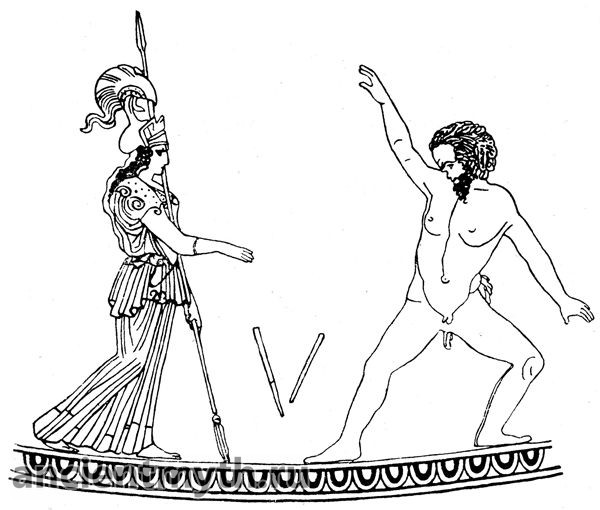 Marsyas menemukan seruling yang dilempar Athena.