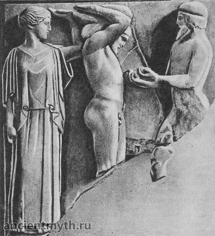 Atlas membawa apel dari taman Hesperides ke Heracles